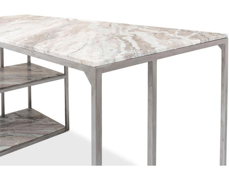 Architect’s Studio Silver Open Desk With Shelves Marble Top - Ornate Home
