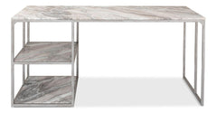 Architect’s Studio Silver Open Desk With Shelves Marble Top - Ornate Home