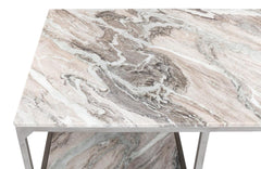 Architect’s Studio Silver Open Desk With Shelves Marble Top - Ornate Home