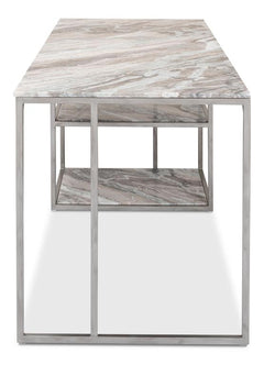 Architect’s Studio Silver Open Desk With Shelves Marble Top - Ornate Home
