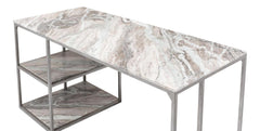 Architect’s Studio Silver Open Desk With Shelves Marble Top - Ornate Home