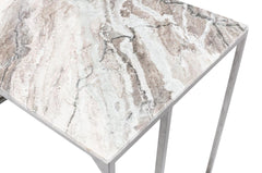 Architect’s Studio Silver Open Desk With Shelves Marble Top - Ornate Home