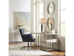 Architect’s Studio Silver Open Desk With Shelves Marble Top - Ornate Home
