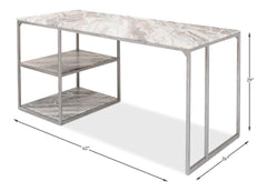 Architect’s Studio Silver Open Desk With Shelves Marble Top - Ornate Home
