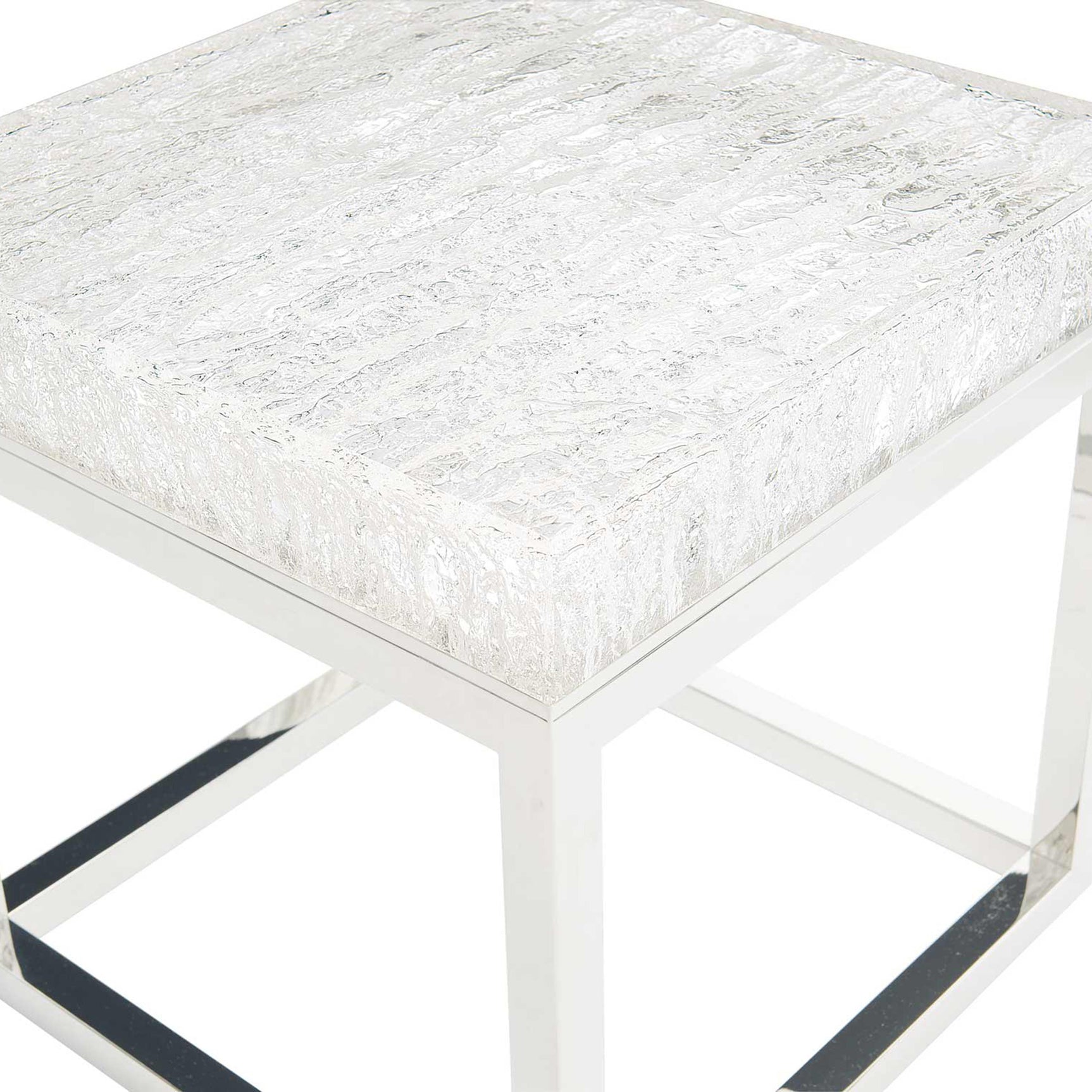 Arctic Acrylic/Polished Stainless Steel Side Table - Ornate Home