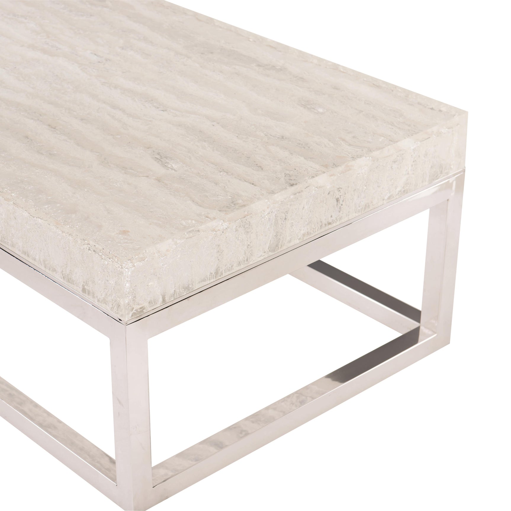 Arctic Ice Acrylic/Polished Stainless Steel Cocktail Table - Ornate Home