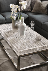 Arctic Ice Acrylic/Polished Stainless Steel Cocktail Table - Ornate Home