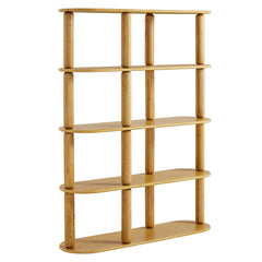 Arcus Oak 4-Tier Oval Wood Bookshelf - Ornate Home