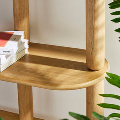 Arcus Oak 4-Tier Oval Wood Bookshelf - Ornate Home
