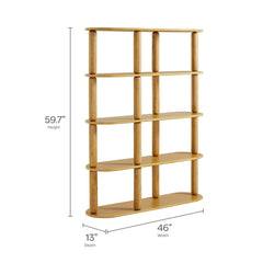 Arcus Oak 4-Tier Oval Wood Bookshelf - Ornate Home