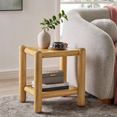 Arcus Oak Rectangular 2-Tier Side Table - Ornate Home