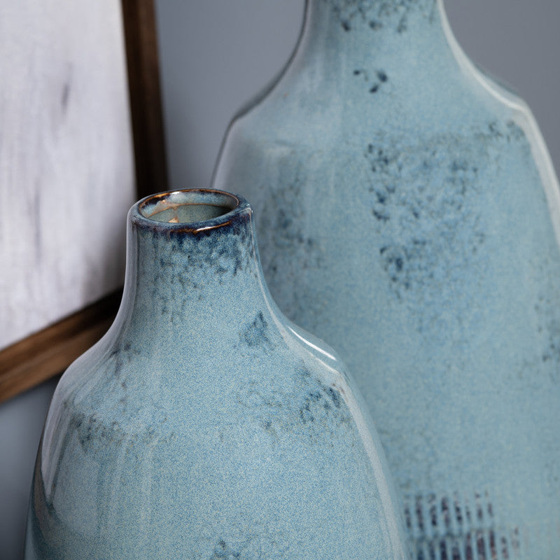 Arden Blue 2 Piece Ceramic Vases - Ornate Home