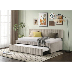 Arden Corduroy Beige Twin Daybed with Trundle - Ornate Home