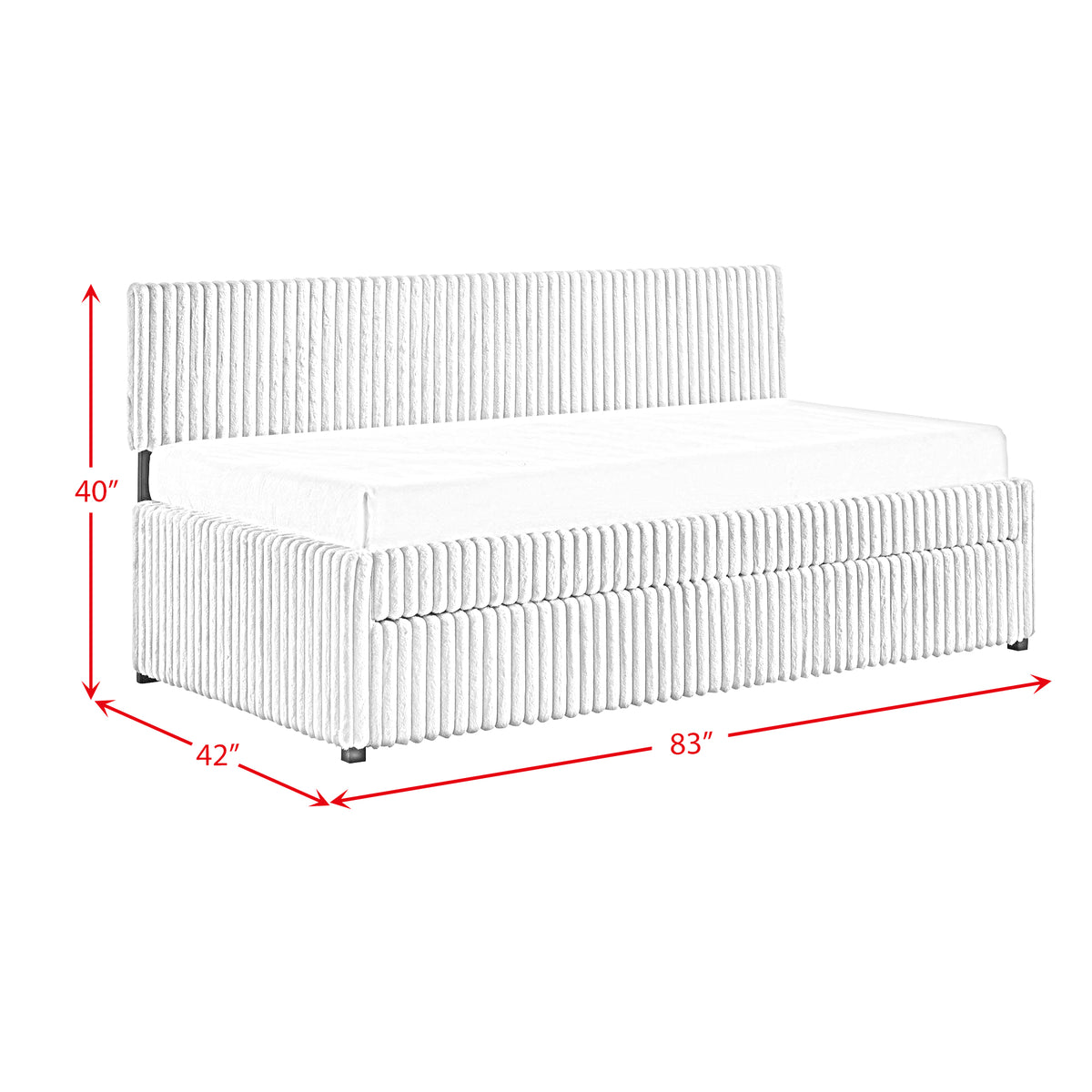 Arden Corduroy Beige Twin Daybed with Trundle - Ornate Home