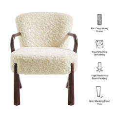 Arden Ecru Faux Shearling Accent Armchair - Ornate Home