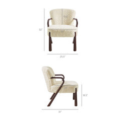 Arden Ecru Faux Shearling Accent Armchair - Ornate Home
