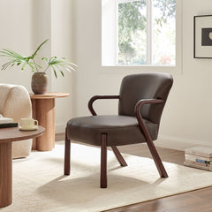 Arden Espresso Faux Leather Upholstered Accent Armchair - Ornate Home