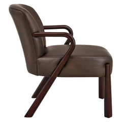 Arden Espresso Faux Leather Upholstered Accent Armchair - Ornate Home