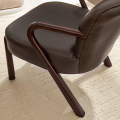 Arden Espresso Faux Leather Upholstered Accent Armchair - Ornate Home