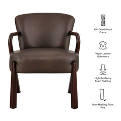 Arden Espresso Faux Leather Upholstered Accent Armchair - Ornate Home