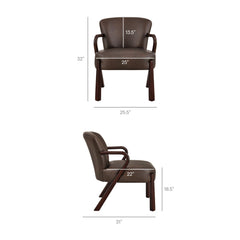 Arden Espresso Faux Leather Upholstered Accent Armchair - Ornate Home
