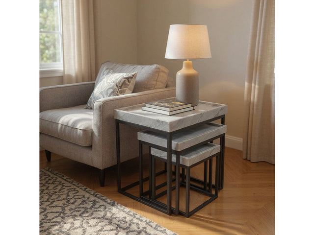 Arden Gray/Black 3-Piece Nesting Tables - Ornate Home