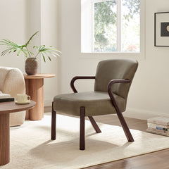 Arden Mushroom Faux Leather Upholstered Accent Armchair - Ornate Home
