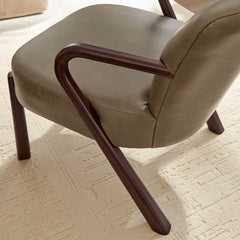 Arden Mushroom Faux Leather Upholstered Accent Armchair - Ornate Home