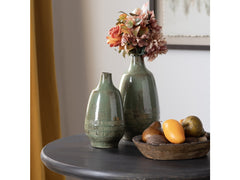 Arden Sage Green 2 Piece Ceramic Vases - Ornate Home