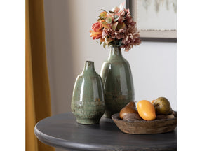 Arden Sage Green 2 Piece Ceramic Vases - Ornate Home
