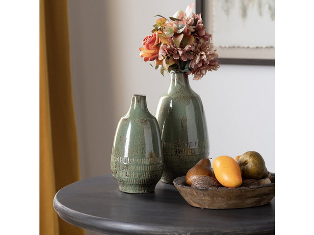 Arden Sage Green 2 Piece Ceramic Vases - Ornate Home