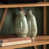 Arden Sage Green 2 Piece Ceramic Vases - Ornate Home