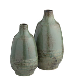 Arden Sage Green 2 Piece Ceramic Vases - Ornate Home