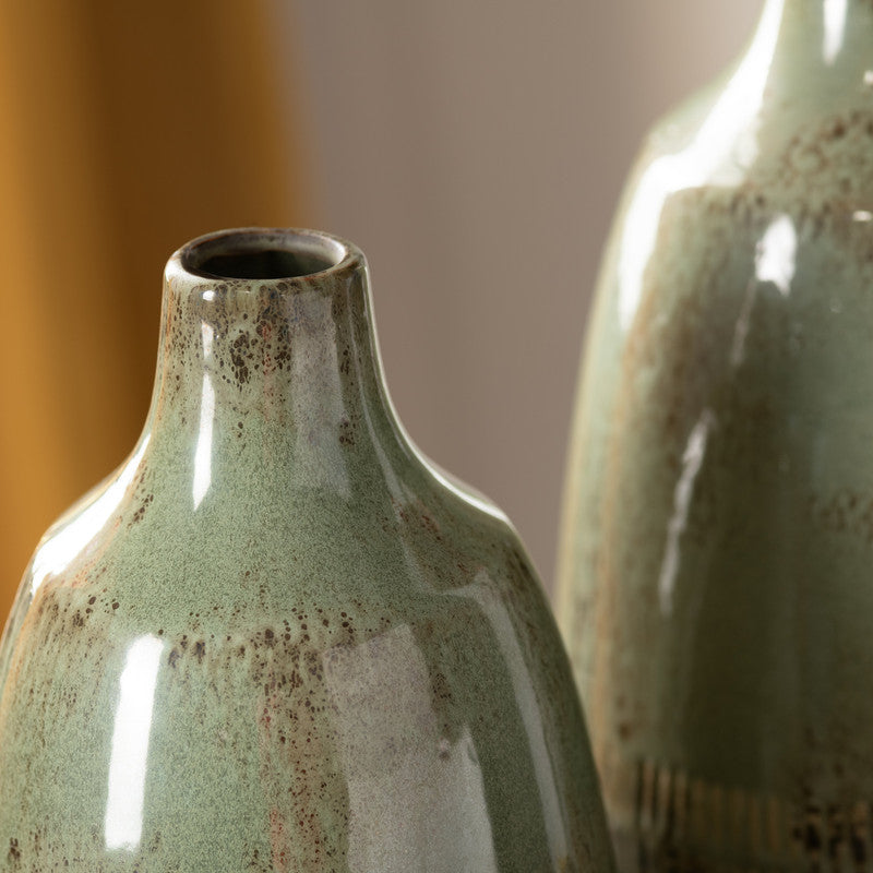 Arden Sage Green 2 Piece Ceramic Vases - Ornate Home