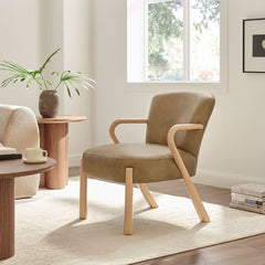 Arden Toast Faux Leather Upholstered Accent Armchair - Ornate Home