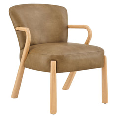 Arden Toast Faux Leather Upholstered Accent Armchair - Ornate Home