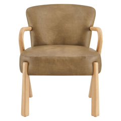 Arden Toast Faux Leather Upholstered Accent Armchair - Ornate Home