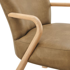 Arden Toast Faux Leather Upholstered Accent Armchair - Ornate Home