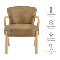Arden Toast Faux Leather Upholstered Accent Armchair - Ornate Home