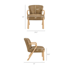 Arden Toast Faux Leather Upholstered Accent Armchair - Ornate Home