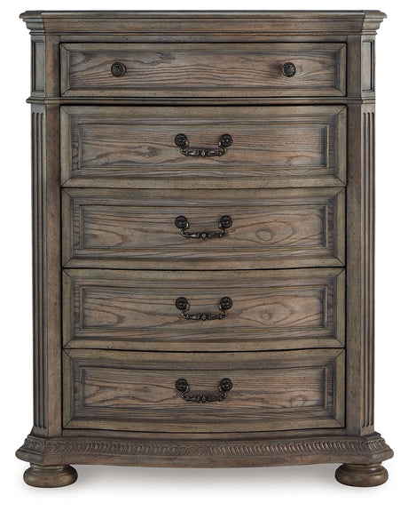 Ardenfield Light Brown California King Sleigh Bedroom Set with Chest and Nightstand - Ornate Home