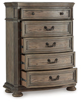 Ardenfield Light Brown California King Sleigh Bedroom Set with Chest and Nightstand - Ornate Home