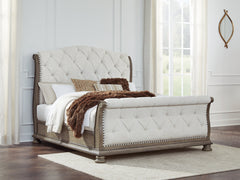 Ardenfield Light Brown California King Upholstered Sleigh Bed - Ornate Home