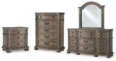 Ardenfield Light Brown Dresser, Mirror, Chest and Nightstand - Ornate Home