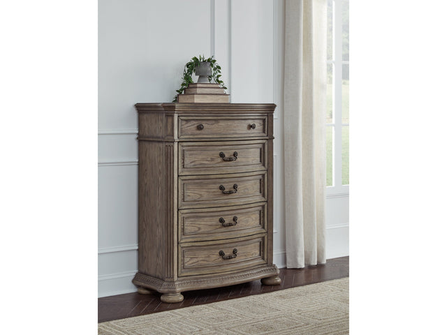 Ardenfield Light Brown Five Drawer Chest - Ornate Home