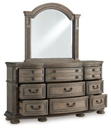 Ardenfield Light Brown King Sleigh Bedroom Set with Dresser, Mirror and Nightstand - Ornate Home