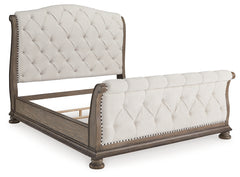 Ardenfield Light Brown King Sleigh Bedroom Set with Dresser, Mirror and Nightstand - Ornate Home