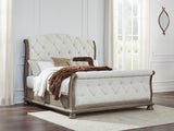 Ardenfield Light Brown King Sleigh Bedroom Set with Dresser, Mirror and Nightstand - Ornate Home
