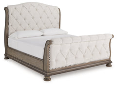 Ardenfield Light Brown King Upholstered Sleigh Bed - Ornate Home