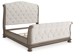 Ardenfield Light Brown King Upholstered Sleigh Bed - Ornate Home